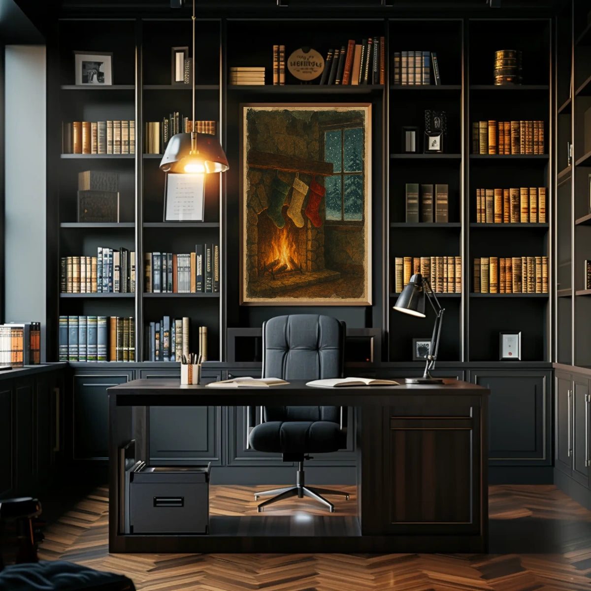 Cozy Christmas Hearth Poster