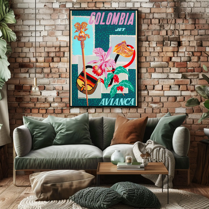 Avianca Colombia Jet Travel Poster (1960)