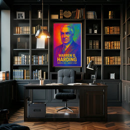 Warren G. Harding 29th President of the United States Neon Gradient Overlay Poster