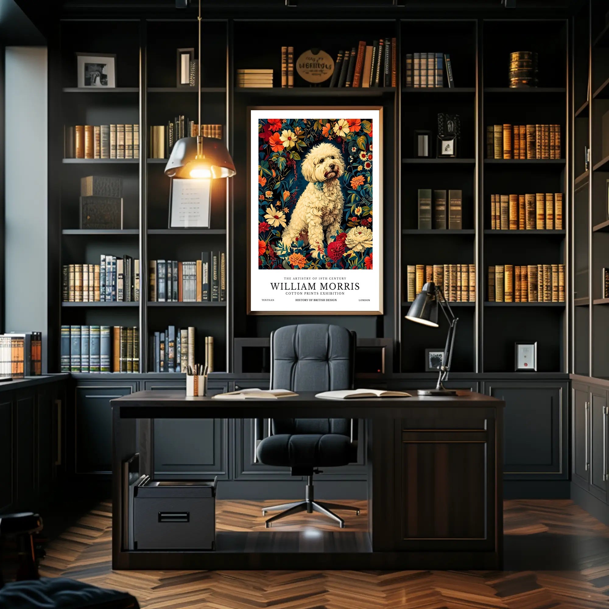 William Morris Inspired Floral Dog Artistic Poster