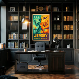 Jersey Adventure Awaits in Vibrant Travel Poster PosterGoat
