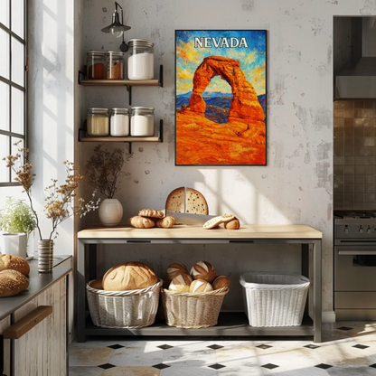 Nevada Desert Arch Red Rock Landscape Poster Poster