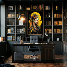 Futuristic Cyberpunk Woman Portrait Art Poster