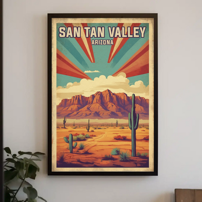 San Tan Valley Arizona Sunset Desert Vintage Travel Poster