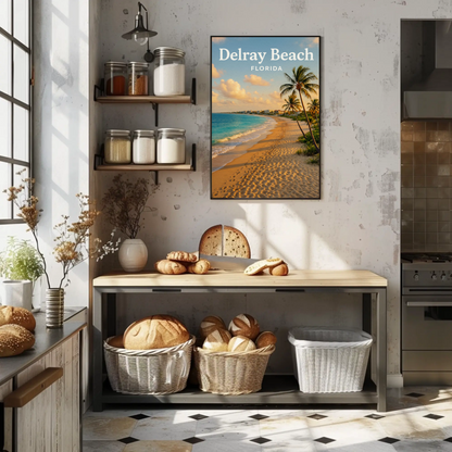 Delray Beach Florida Oceanfront Sand Sunset Travel Poster