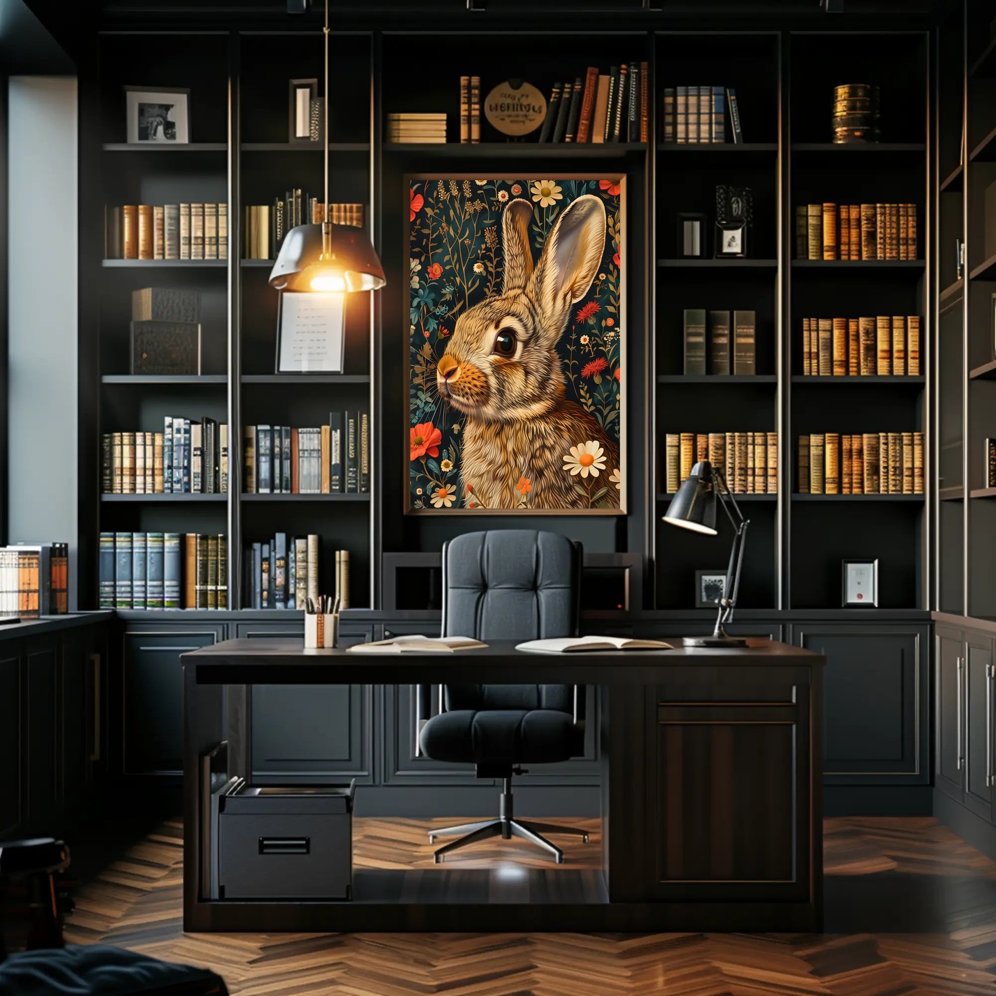 Whimsical Rabbit Floral Wonderland Poster