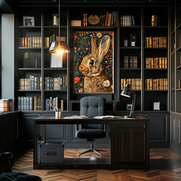 Whimsical Rabbit Floral Wonderland Poster