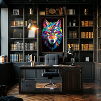 Vibrant Geometric Wolf Poster PosterGoat