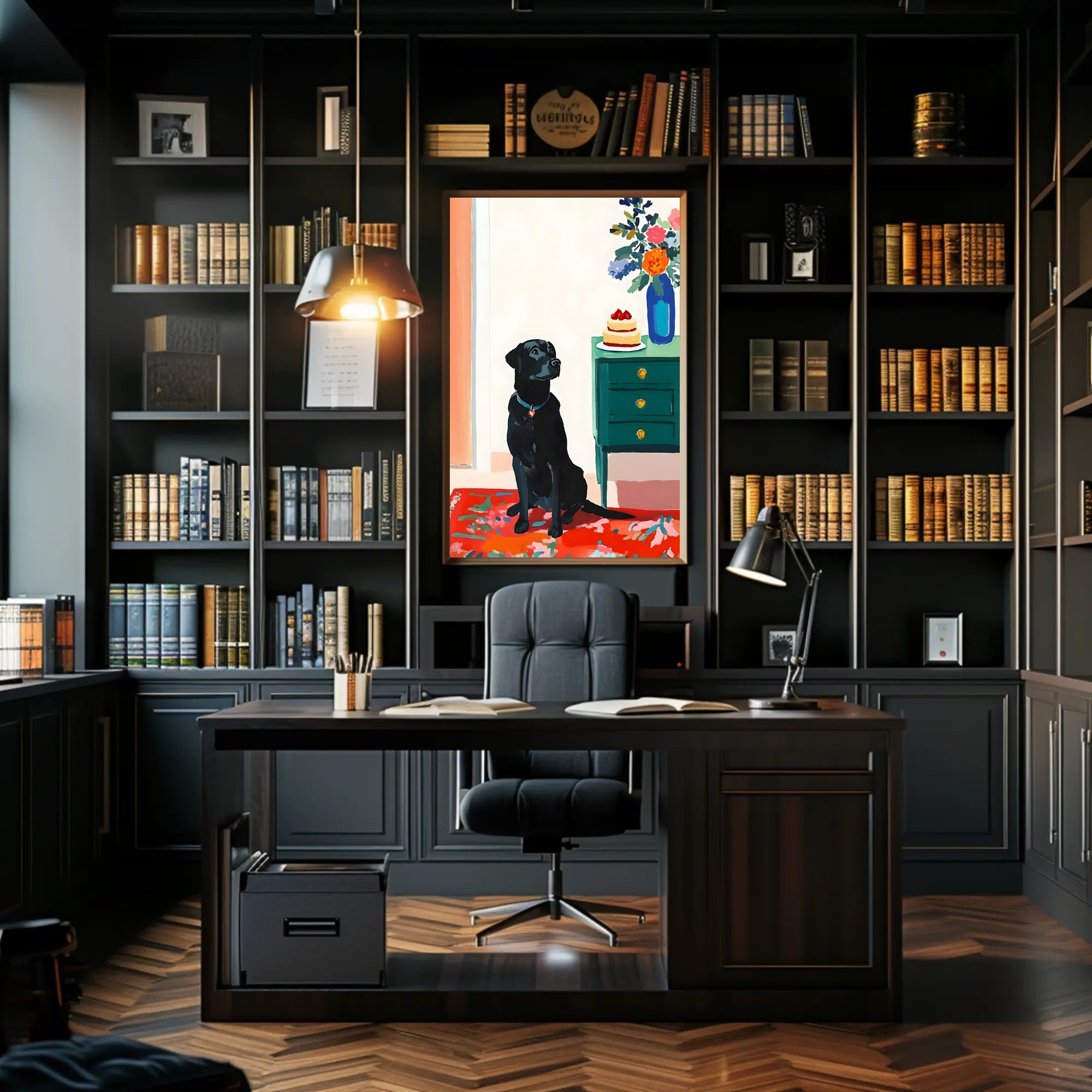 Black Labrador Poster Modern Cake Art Print