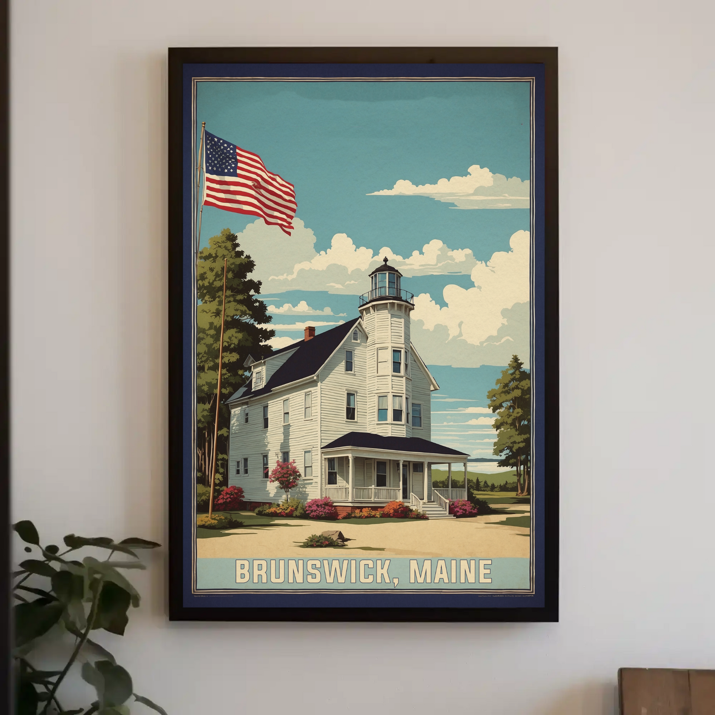 Brunswick Maine American Scene Art Vintage Travel Poster