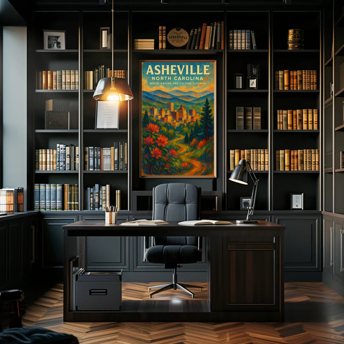 Asheville Nature and Culture Flourish Poster Home Decor