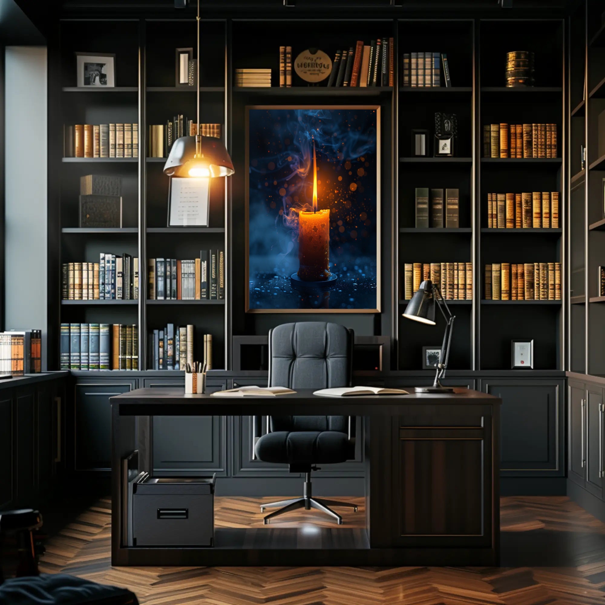 Ethereal Candle Glow: Mystical Starry Night Poster PosterGoat