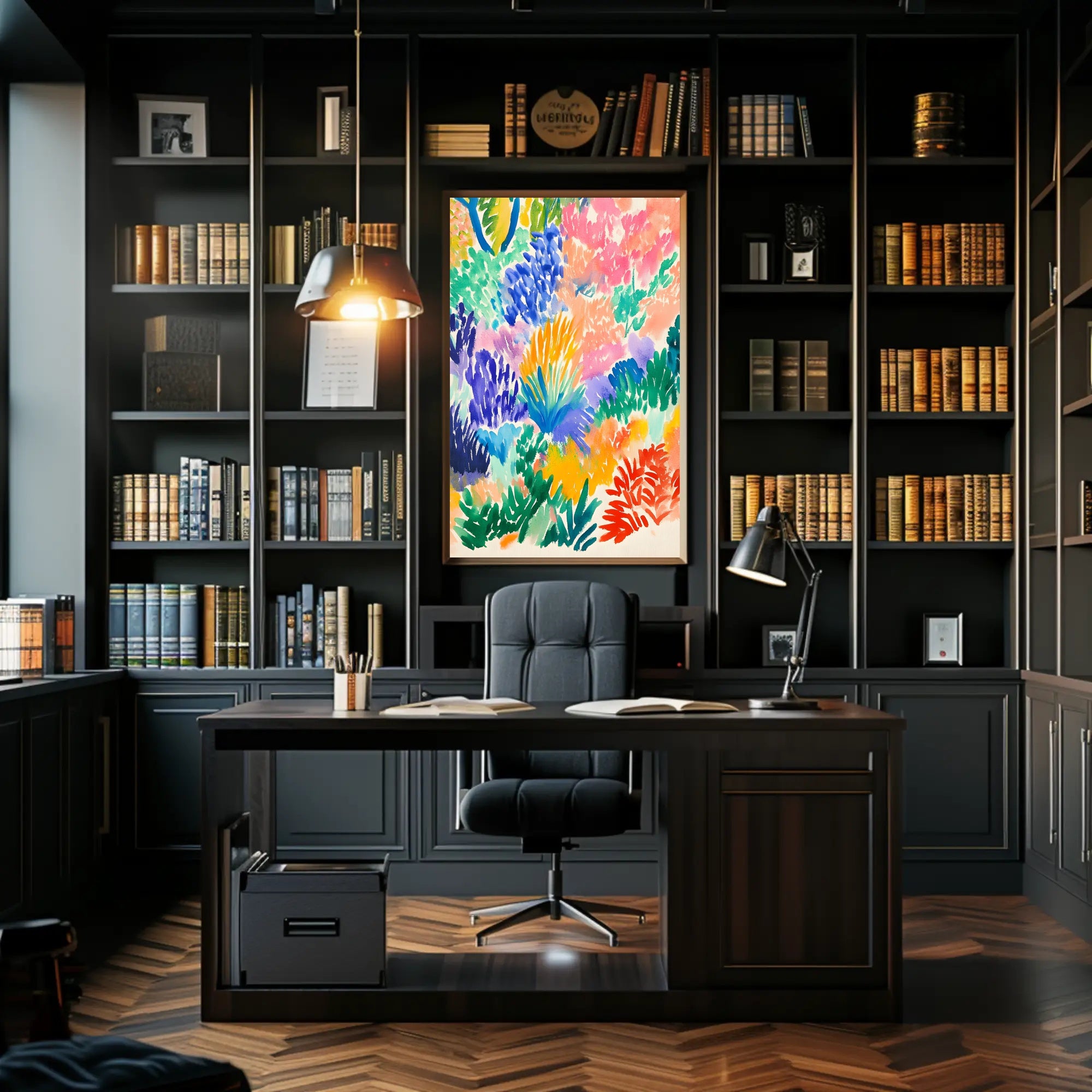 Vibrant Abstract Garden Scene Modern Art Poster