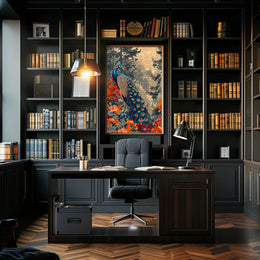 Majestic Peacock In Autumn Forest William Morris Art Poster