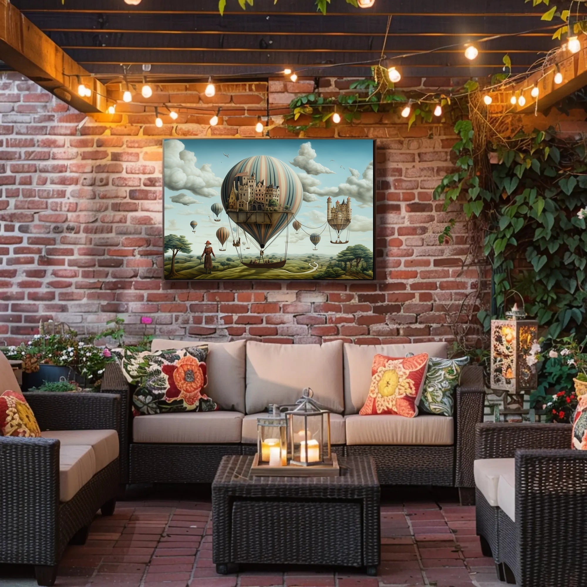 Whimsical Balloon Villages Fantasy or Mythology Poster