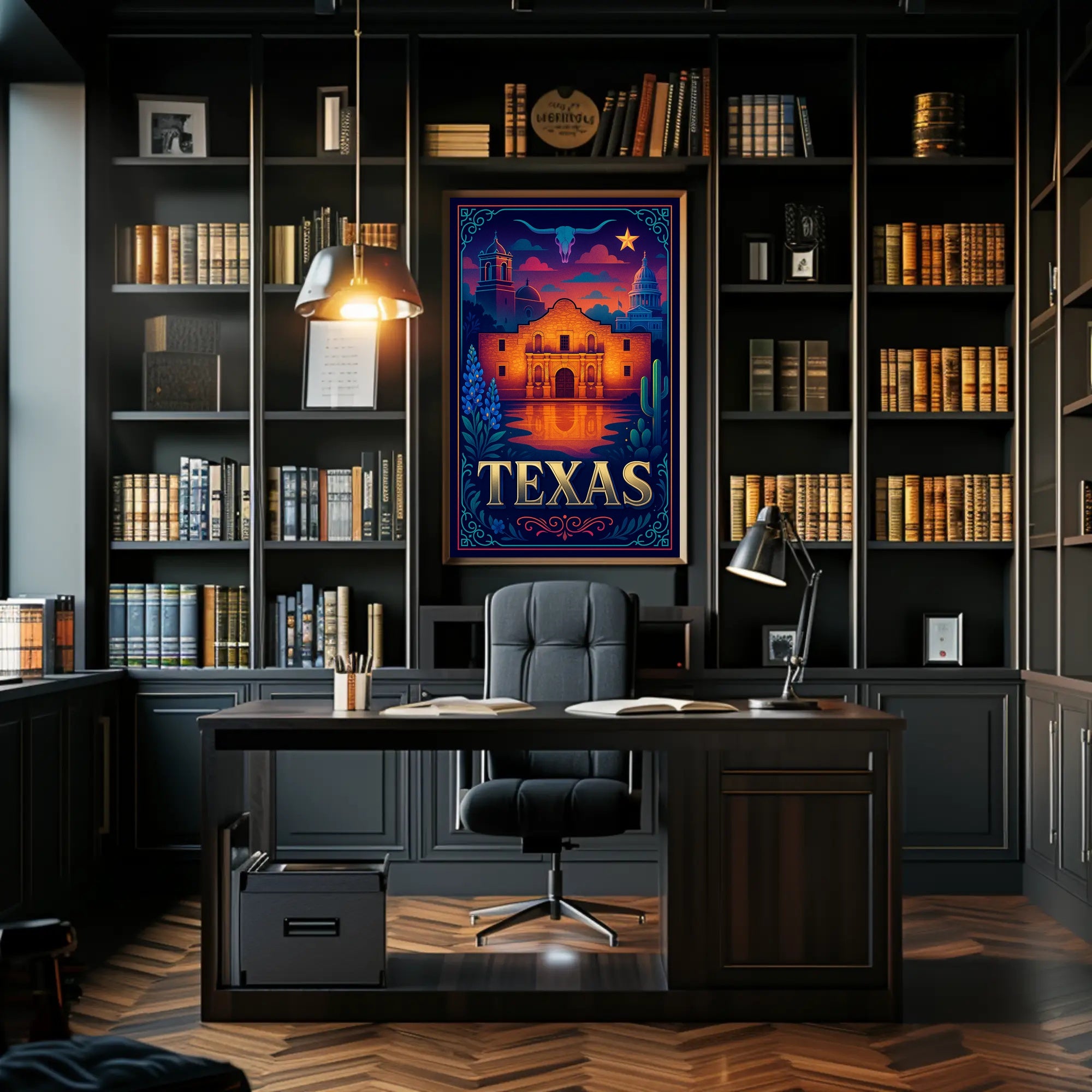 Texas Heritage Poster Vintage Travel Wall Art