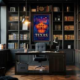 Texas Heritage Poster Vintage Travel Wall Art
