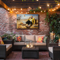 Desert Whimsy: Surreal Oasis Scene Artistic Poster