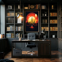 Futuristic Cityscape at Sunset Poster