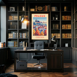 Stylized Historic Architecture of Prague Travel Poster