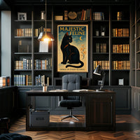 Elegant Black Cat Vintage Artistry Animal Poster