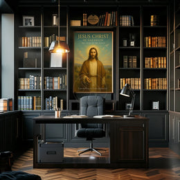 Jesus Christ Serenity in Pastoral Landscape Religious Poster