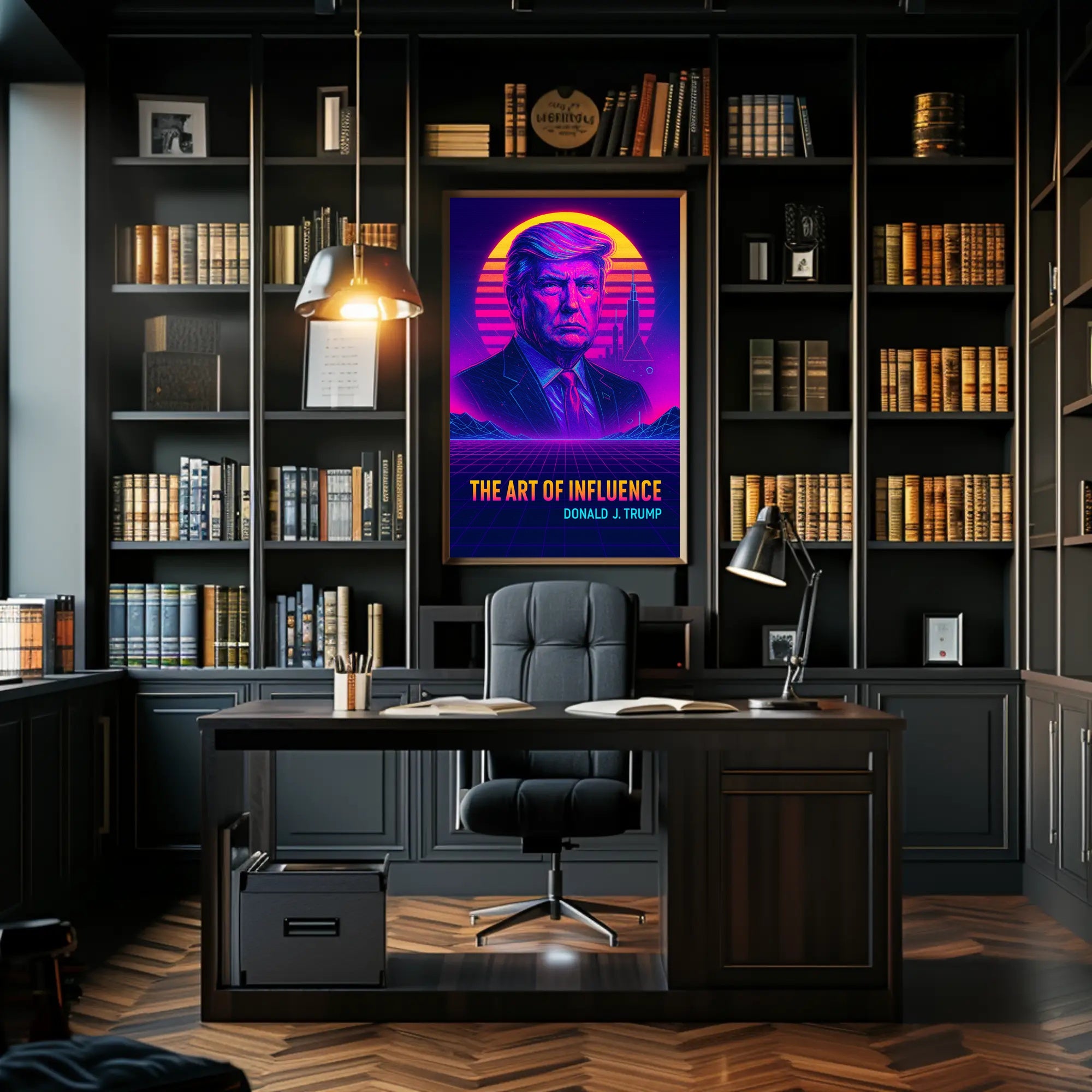 The Art of Influence Donald Trump Neon Retro-Futuristic Poster