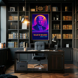The Art of Influence Donald Trump Neon Retro-Futuristic Poster