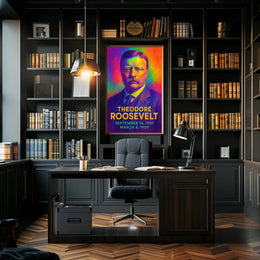 Theodore Roosevelt 26th President of the United States Neon Gradient Overlay Poster