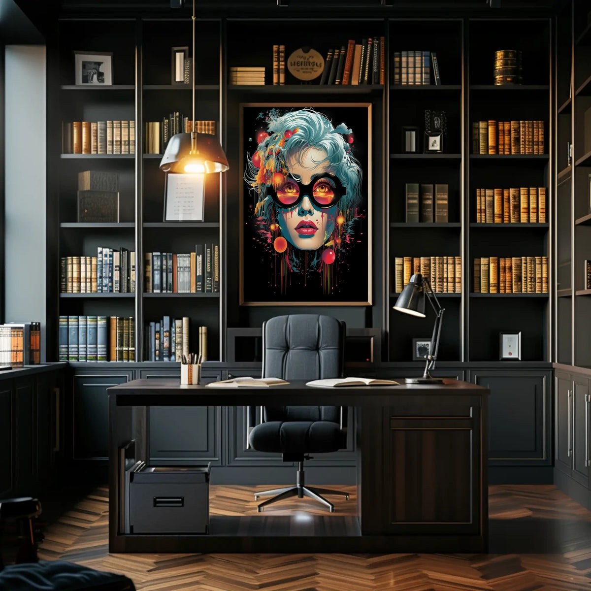 Surreal Sunset Reflection Art Poster with Abstract Flair