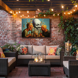 Eerie Scene with Skull and Bottles Abstract or Artistic Poster