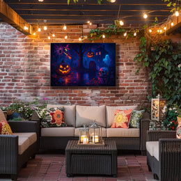 Halloween Night Spectacle Gothic Photography Realism NYC Skyline Spooky Vibe Urban Decor Lovers Poster