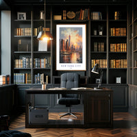 New York City Sunset Skyline Urban or Cityscape Poster PosterGoat
