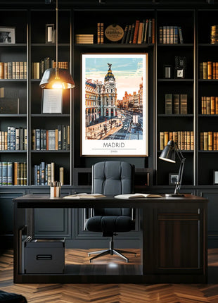 Madrid Urban Landmark Vibrant Digital Art Travel Poster