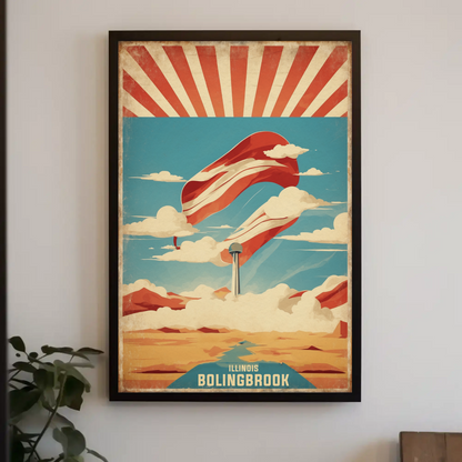 Bolingbrook Illinois Cityscape Art Print Vintage Travel Poster