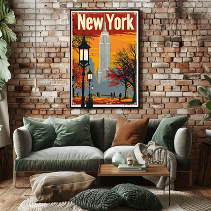 Empire State Building Vintage New York Style Poster