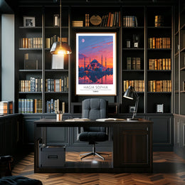 Hagia Sophia Sunset: Captivating Cultural Heritage Poster