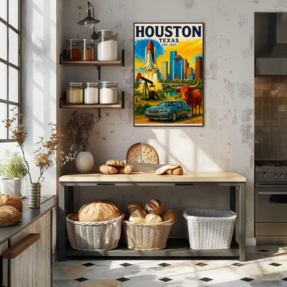 Houston Texas Longhorn Space Skyline Art Poster