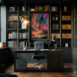 Tropical Kailua Palm Tree Abstract Art Poster