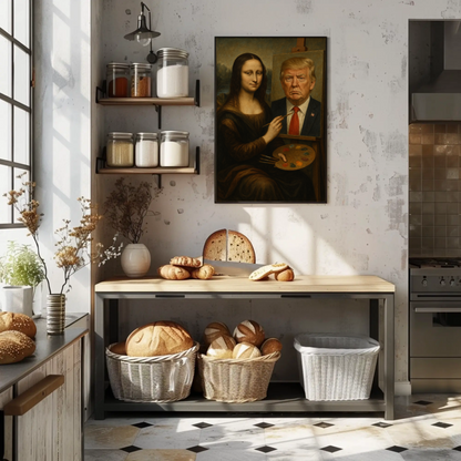 Mona Lisa Paints Trump Historical Parody Poster