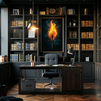 Fiery Matchstick Surrealism: Modern Art Poster