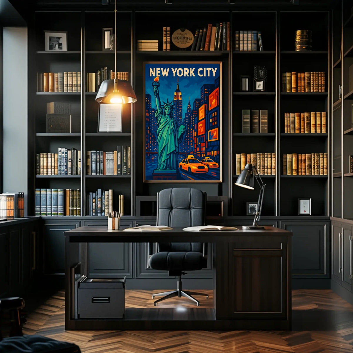 New York City Nights Poster Neon Skyline Wall Art Decor