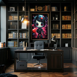 Cute Robotic Heart Poster: Futuristic Love Art