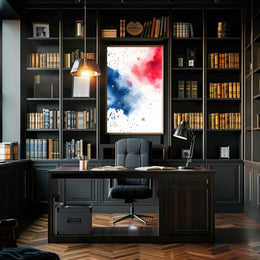 splash design in red white and blue tones Poster