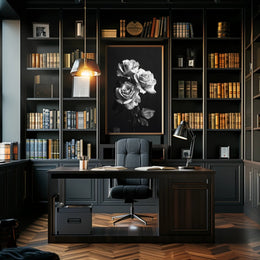 Elegant Black and White Rose Art Poster PosterGoat