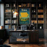 Iowa Heartland Vintage Travel Poster