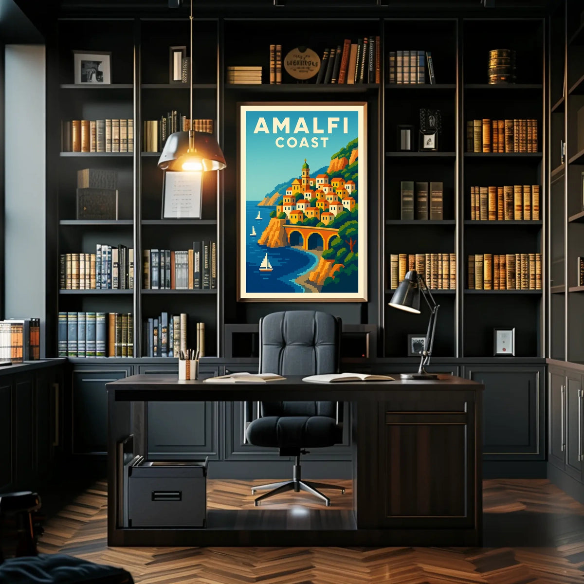 Amalfi Coast Poster Wall Art Mediterranean Scenic Print