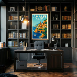 Amalfi Coast Poster Wall Art Mediterranean Scenic Print