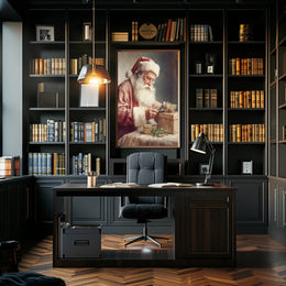 Santa Claus In A Moment Of Preparation Poster