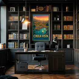 Chula Vista Scenic View Vintage Coastal Sailboats Poster